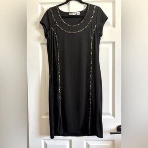 Liz Claiborne Black knee high Sheath Dress with Crew Neck